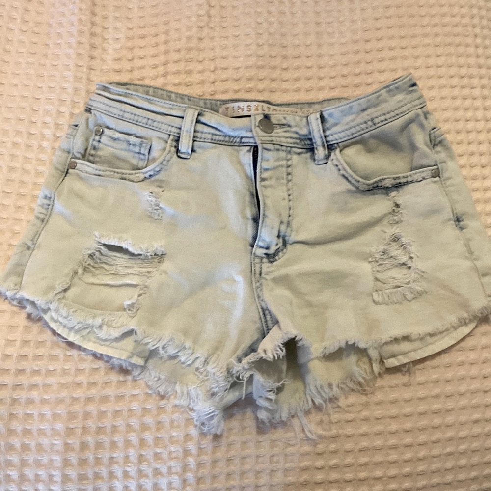 Tinseltown White/Light Blue Jean Shorts